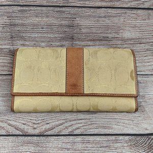 COACH Yellow Tan Tri-Fold Wallet Classic C
